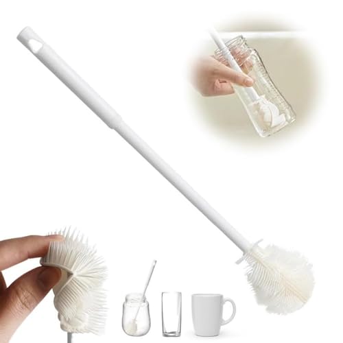 360° Flexible Silicone Bottle Brush with Long Handle, 2025 Deep Cleaning Brush for Narrow Neck Bottles, Water Bottles, Flasks (2)