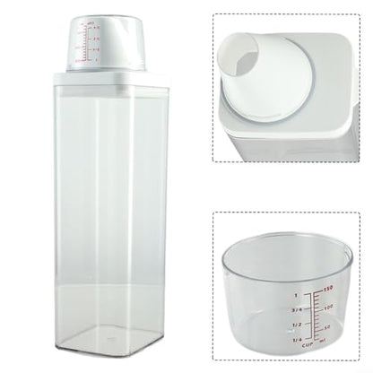 Laundry Detergent Dispenser with Airtight Lid and Measuring Cup, Transparent AS Body, Silicone Seal Moisture-Proof Storage Container for Home Organization(1100ml) - size: 1100ml