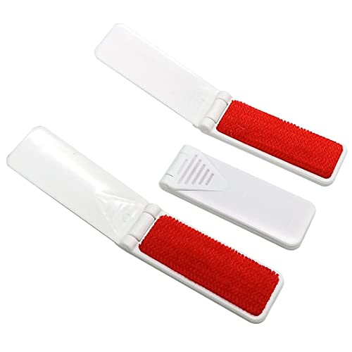 GARASANI 3 Pack Portable and Foldable Plastic Fold Clothing Dust Brush Pet Hair Remover Manual Sofa Bed Dry Cleaning Fabric Fluff Lint Cleaning Tool (White) - color: White
