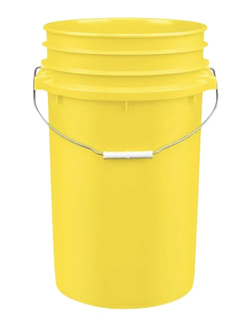House Naturals Plastic Food Grade Made in USA Bucket with lid, Large 7 Gallon Container Comes with Screw On Lid (1, Yellow with Red lid) - color: Yellow With Red Lid