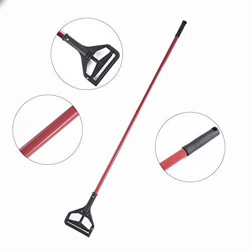 Matthew Cleaning Commercial Quick-Change Iron Mop Handle for Floor Cleaning Heavy Duty Mop Head Replacement Holder 60inch w/Plastic Gripper for Rags Side Gate Wet Mop Handles 6 Packs - color: Black Side-Gate Clamp