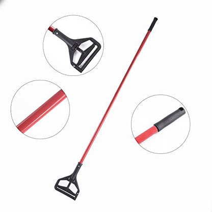 Matthew Cleaning Commercial Quick-Change Iron Mop Handle for Floor Cleaning Heavy Duty Mop Head Replacement Holder 60inch w/Plastic Gripper for Rags Side Gate Wet Mop Handles 6 Packs - color: Black Side-Gate Clamp