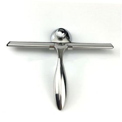 Stainless Steel Glass Squeegee with Suction Cup for Shower Doors and Windows Rust-Resistant Scraper for Bathroom Tiles and Mirrors Heat and Cold Resistant Window Cleaning Tool