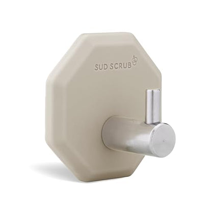 Sud Scrub® Antimicrobial Shower Hook, Self Adhesive Hooks for Shower Wall, Heavy Duty Removable Wall Hooks, Stick On Hooks for Hanging, Bathroom Towel Hook (Clay) - color: Clay