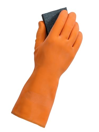 Mr. Clean Ultra Grip Heat-Resistant Reusable Gloves with Soft Cotton Flock Lining, Orange, Medium - size: Medium (Pack of 1)