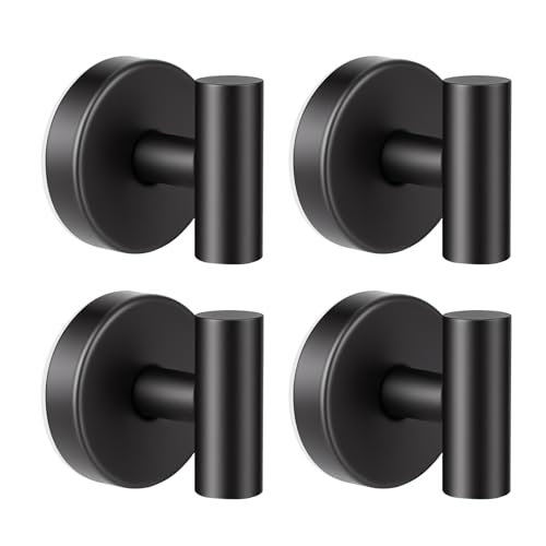 Suction Cup Hooks for Shower Heavy Duty, Shower Hooks No Drill, Shower Hooks for Inside Shower Stainless Steel, Suction Hooks for Window, Glass, Tile, Wall, Loofah, Bath Robe, Wreath, Black 4 Pack - color: Black