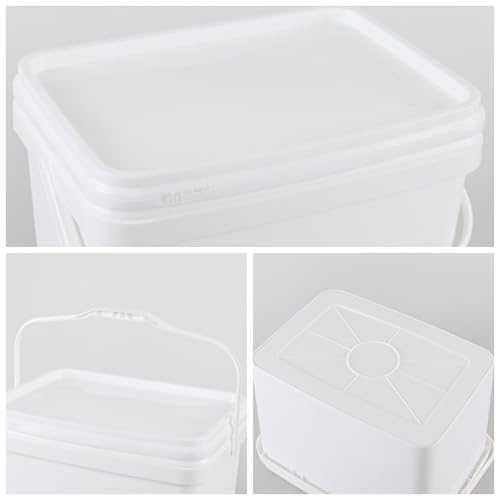 4 Packs 5 Gallon Plastic Food Storage Bucket with Lid, Airtight Plastic Buckets with Handles, White - size: 5 Gallon