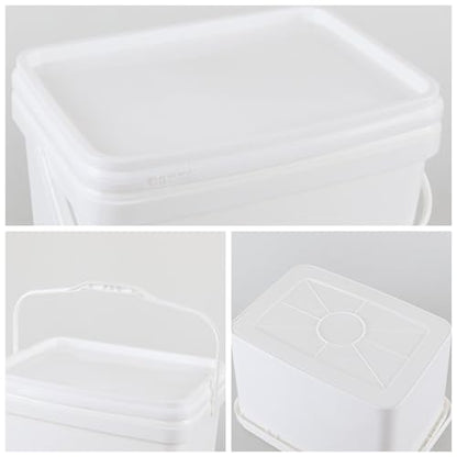 4 Packs 5 Gallon Plastic Food Storage Bucket with Lid, Airtight Plastic Buckets with Handles, White - size: 5 Gallon