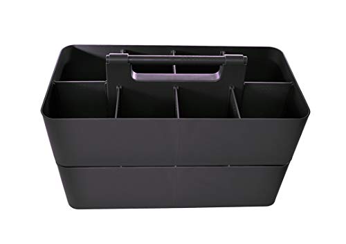 2 PACK - Portable DIY 8 Dividers Durable Plastic Tote Tool & Supply Cleaning Caddy with Handle Made In USA (Black) - color: Black