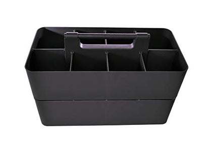 2 PACK - Portable DIY 8 Dividers Durable Plastic Tote Tool & Supply Cleaning Caddy with Handle Made In USA (Black) - color: Black