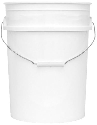 MKS Plastics 5-Gallon Bucket Only – No Lid Included, Made in USA, Food Grade BPA Free Plastic, Heavy Duty Multi-Use, Metal Handle with Grip, Stackable Storage – White, 1 Pack - color: White, size: 1