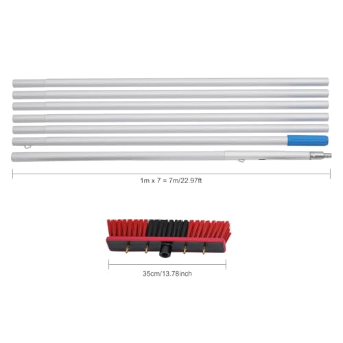 22.97 FT Solar Panel Cleaning Kit, Window Cleaning System, 20M Hose & BrushHead, Washing Equipment Window Cleaner Tool Water Fed Pole Kit for Roof Caravan Solar Panel - size: 7m/22.97ft