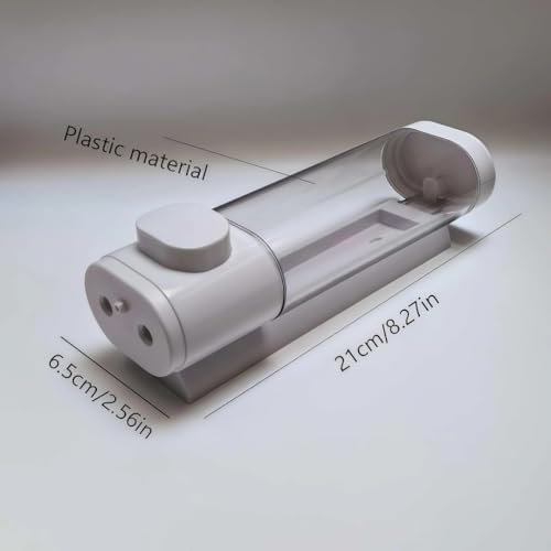 White Manual Bathroom Wall Mounted Soap Dispenser, 10oz/300ml Single Bathroom Shampoo and Conditioner Dispenser, Clear Plastic Refillable Liquid Lotion Pump Dispenser and Organizer - color: White
