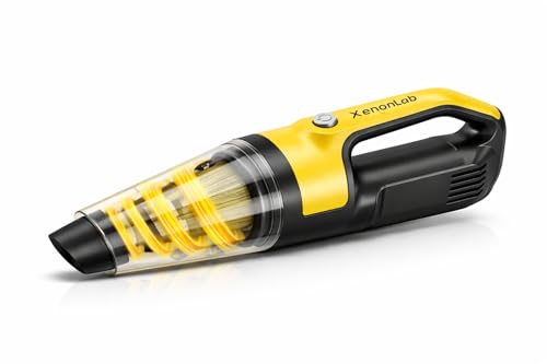 Handheld Vacuum Cordless 1.1 Pounds Car Vac 10000PA Hand Held Vacuums 4-in-1 Hand Vac Cordless Rechargeable HEPA Filter Large Capacity Dust Cup for Car Office Home Pets Hair (Pale Yellow) - color: Pale Yellow