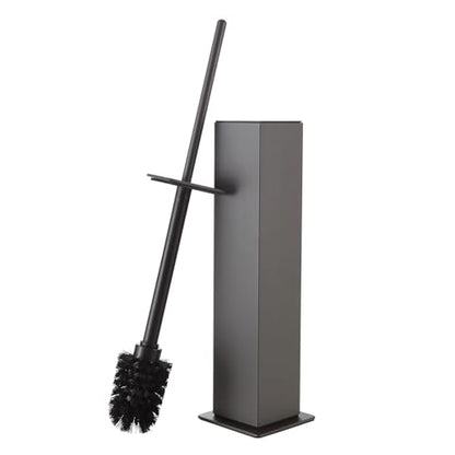 BGL Toilet Brush with Holder Set Gun Grey Aluminium Standing for Bathroom Toilet Bowl Cleaner Brush and Holder Set, Square Design - color: Gun Grey-standing