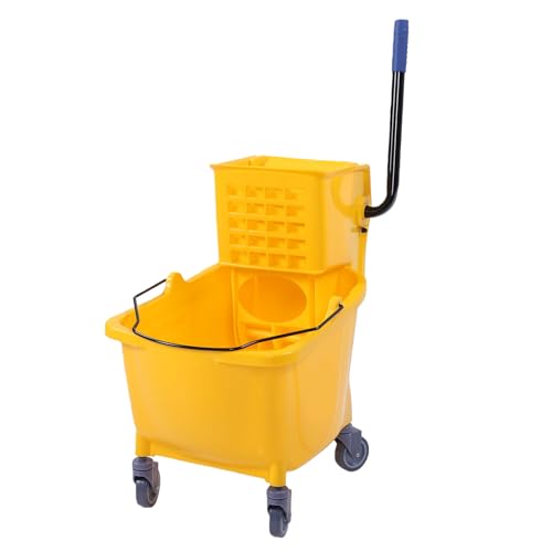 Dpofirs Side Press Wringer Mop Bucket 32L | Heavy Duty Rolling Cleaning Bucket for Industrial Restaurant Office