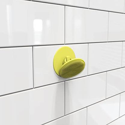 Boie USA Bathroom Hook - for Hanging Shower or Bathroom Tools Like Loofahs and Scrubbers. Shower Hook for Loofah, Wash Cloths, and All Bath Tools. Easy to Remove (Yellow) - color: Yellow