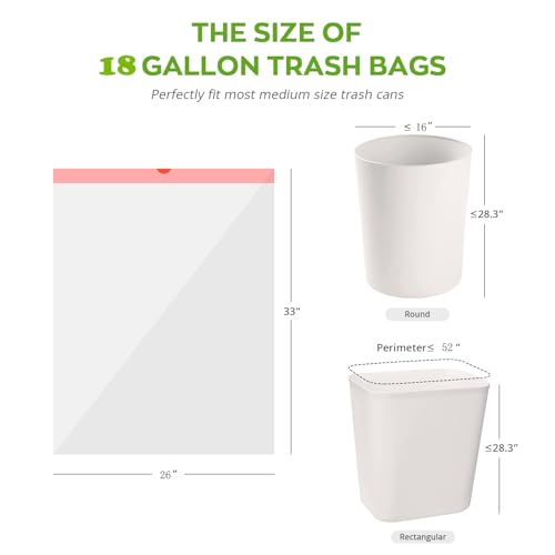 Ultra Thick Heavy Duty 16-18 Gallon Drawstring Trash Bags | White Leak Proof Large Plastic Garbage Bags for Tall Kitchen Home Office bedroom bathroom livingroom restaurant