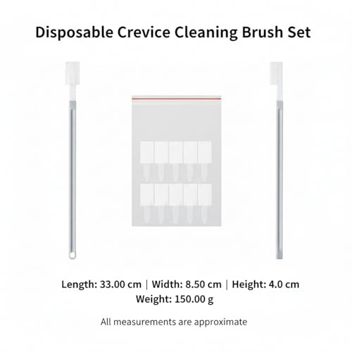 Disposable Crevice Cleaning Brush Set with 10 Refill Heads, Narrow Gap Cleaner for Toilet Base and Shower Tracks, White PP Plastic Handle