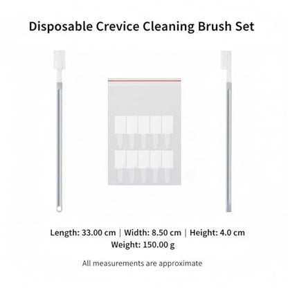 Disposable Crevice Cleaning Brush Set with 10 Refill Heads, Narrow Gap Cleaner for Toilet Base and Shower Tracks, White PP Plastic Handle