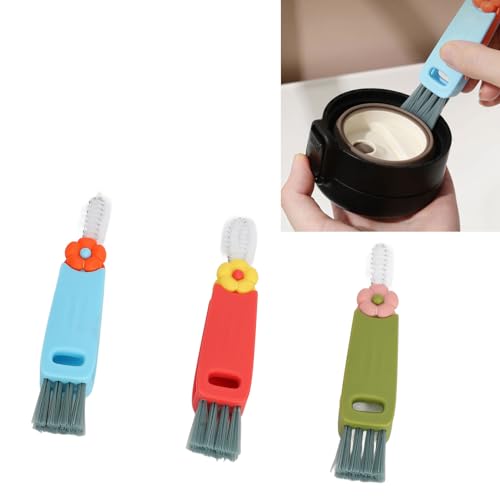 3PCS Blue Bottle Gap Cleaning Brush Set Multifunctional Cup Lid Crevice Cleaner for Bottles and Household Use