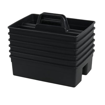 6-Pack 3 Compartment Plastic Cleaning Supplies Caddy with Handle | Cleaning Tool Organizer Storage Tote