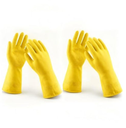 LADWA Non-Slip Household Cleaning Reusable Dishwashing Gloves for Kitchen Gardening Flexible Long-lasting Waterproof Gloves - color: Yellow, size: Pack of 5