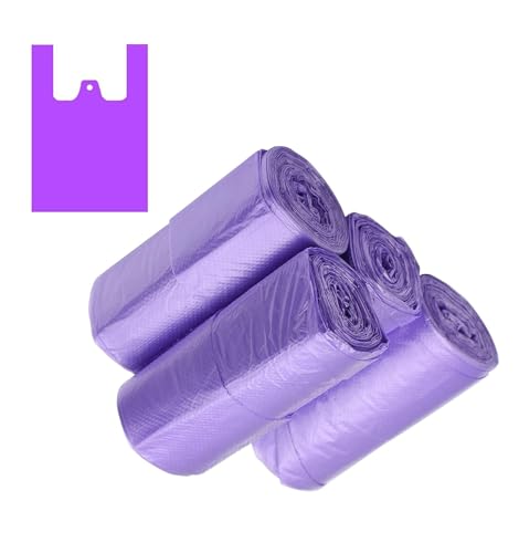 100 Counts 4 Gallon Trash Bags, 23.6 Inch x 17.7 Inch Kitchen Small Garbage Bags with Handles for Bathroom, Household Contractor Bags (Purple)