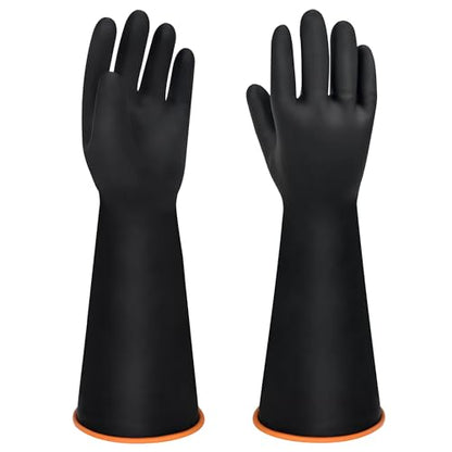 18" XL Size Latex Chemical Resistant Gloves, Reusable Heavy Duty Long Rubber Glove Dishwashing Gloves, Industrial Safety Glove for Men, Forearm Protection Waterproof Resist Strong Acid, Alkali, Oil' - size: 18 inch