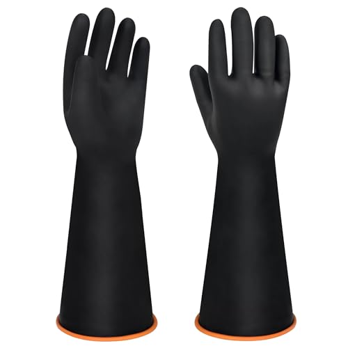 18" XL Size Latex Chemical Resistant Gloves, Reusable Heavy Duty Long Rubber Glove Dishwashing Gloves, Industrial Safety Glove for Men, Forearm Protection Waterproof Resist Strong Acid, Alkali, Oil' - size: 18 inch