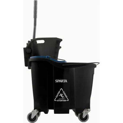 Sparta 35-Quart Commercial Mop Bucket with Side Press Wringer, Anti-Splash Design & Soiled Water Insert – Heavy-Duty Janitorial Cleaning Equipment (Black) - color: Black