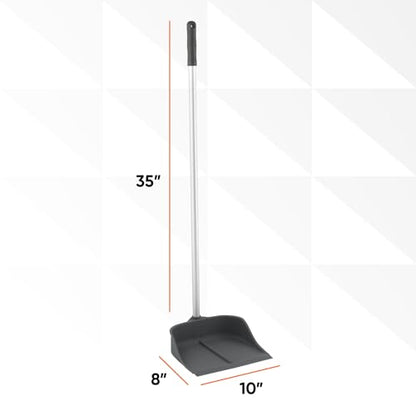 Silicone Dust Pan with Handle Lobby Dustpan with Long Handle Stand Up Dustpan, 35" Aluminum Long Handle, by Superio - style: Dustpan