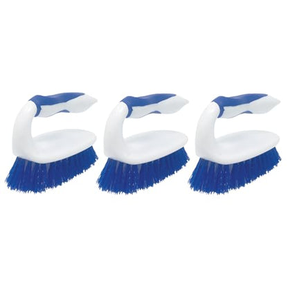 LOLA Iron Shaped Handled Scrub Brush, 3 Pack, Ergonomic Handle, No Slip Grip, Fiber Bristles, Heavy Duty Tile & Floor Cleaner - size: 3 Pack