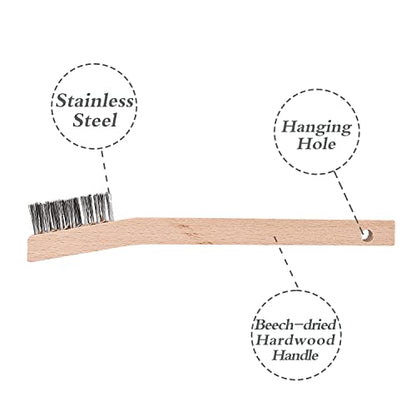 Wood Handle Wire Scratch Brush Sets (18, 18Pack-7in Stainless Steel Small Wire Scratch Brushes with Beech Wood Handle)