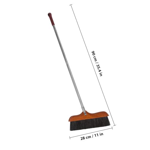 VALICLUD Wood Handle Soft Bristle Broom with Long Stainless Steel Handle, Anti-Static Floor Cleaning Tool for Indoor Household Sweeping and Dust Removal