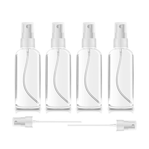 ZEROFIRE 4 Pack Spray Bottles 1oz Clear Plastic Empty Refillable Mini Spritzer for Travel, Cleaning, Gardening, Skin Care Atomizer for Essential Oils, Perfume - color: 4 Pack, size: 1 Ounce