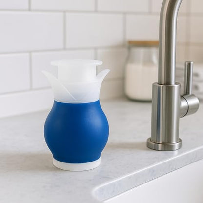 Refillable Dish Soap Dispenser with Dual Action Pump & Squeeze – Clear BPA-Free Bottle for Kitchen Sink, 13.25 oz – Compatible with Liquid Dish Soaps