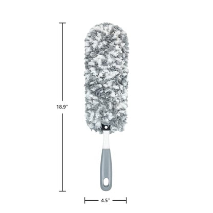 Microfiber Duster with an Extra Washable and Reusable Duster Head, Microfiber Dusters for Household Cleaning, Gray