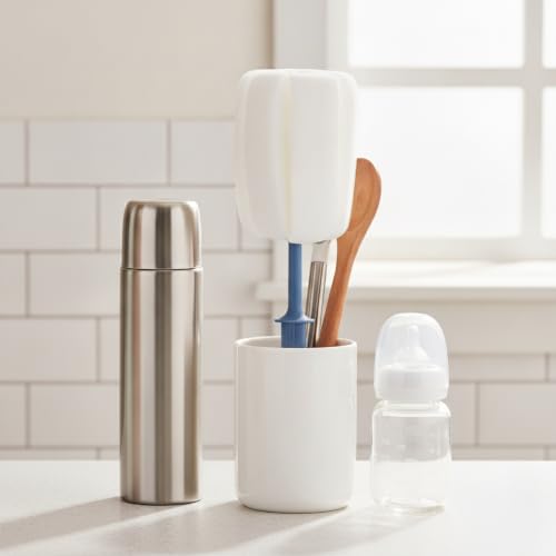 Long Handle Bottle Brush with Sponge Head, 13 Inch Cleaning Tool for Vacuum Flask and Narrow Neck Containers (1 PC) - color: Blue