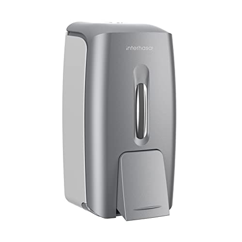 interhasa! Soap Dispenser Wall Mount Refillable 28oz Hand Sanitizer Dispenser Commercial Hand Soap Dispenser for Bathroom Support Liquid Gel Soap - color: Silver
