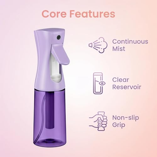 Spray Bottle For Hair,Continuous Spray Bottle, Empty Spray Bottles – Recycled Hair Misting Sprayer for Styling, Cleaning, Plants, Barbers (Purple) - color: Purple