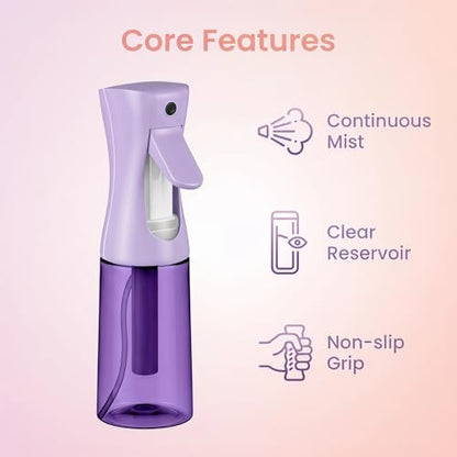 Spray Bottle For Hair,Continuous Spray Bottle, Empty Spray Bottles – Recycled Hair Misting Sprayer for Styling, Cleaning, Plants, Barbers (Purple) - color: Purple