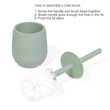 GAHEFY Sage Green Bathroom Accessories Set with Small Trash Can 3 Liter/0.8 Gallon,Toothbrush Holder,Soap Dispenser,Vanity Tray,Toilet Brush and Holder Green 5PCS - style: Green 5 pcs