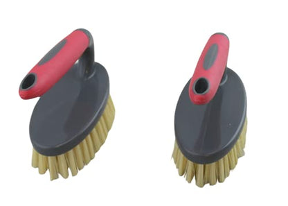 All Purpose Cleaning Kitchen Bathroom Scrub Brush Easy Soft Grip Handle 2 Pack