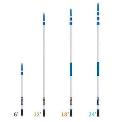 Unger Professional Connect & Clean 3’-6’ Aluminum Telescopic Extension Pole with Locking Cone & Quick-Flip Clamp – Compatible with Cleaning Tool Attachments, Window Cleaning & Dusting Tool - size: 3 - 6 Foot