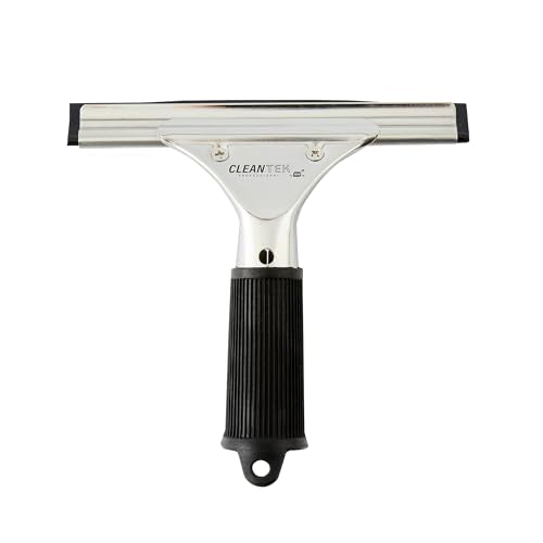 Restaurantware-Clean Tek Professional 5.91 Inch Window Squeegee, 1 Cleaning Squeegee with Rubber Blade - No-Slip Handle, Clean Mirror Or Car Windshield, Stainless Steel Wiper for Glass Door - size: 6", style: Stainless Steel, with Black Rubber Grip
