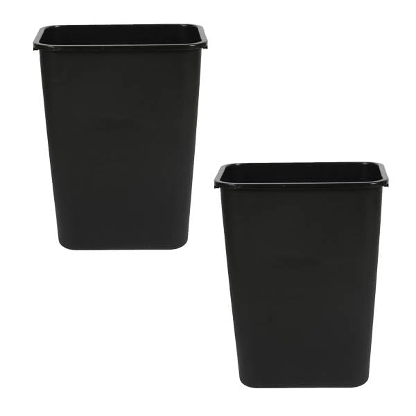 Kleen Commercial Soft-Sided Wastebasket 41qt, 20" x 16" x 11.6", Black Plastic (2 Pack)