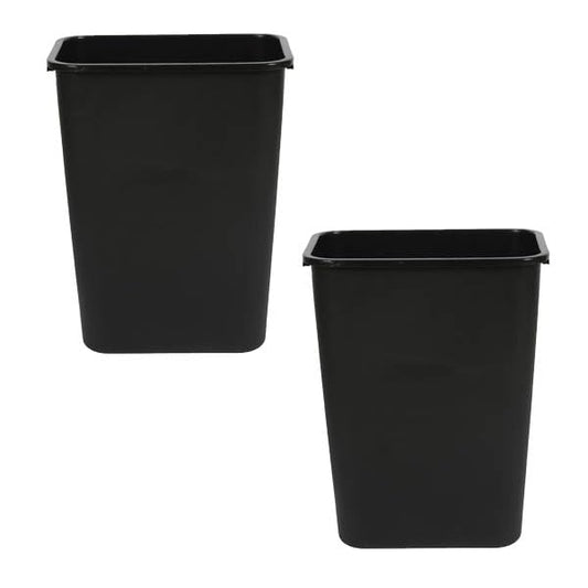 Kleen Commercial Soft-Sided Wastebasket 41qt, 20" x 16" x 11.6", Black Plastic (2 Pack)