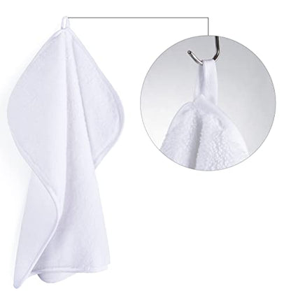 POLYTE Premium Lint Free Microfiber Washcloth Face Towel, 13 x 13 in, Set of 6 (White) - color: White