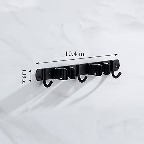 Mop and Broom Holder Wall Mount Garage Organizer Storage Tool Racks Stainless Steel Heavy Duty Hooks Self Adhesive Solid Non-Slip Wall Hangers for Home Kitchen Garden (2 Racks and 3 Hooks) - color: 2 Racks and 3 Hooks